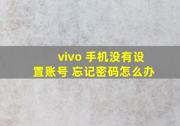 vivo 手机没有设置账号 忘记密码怎么办